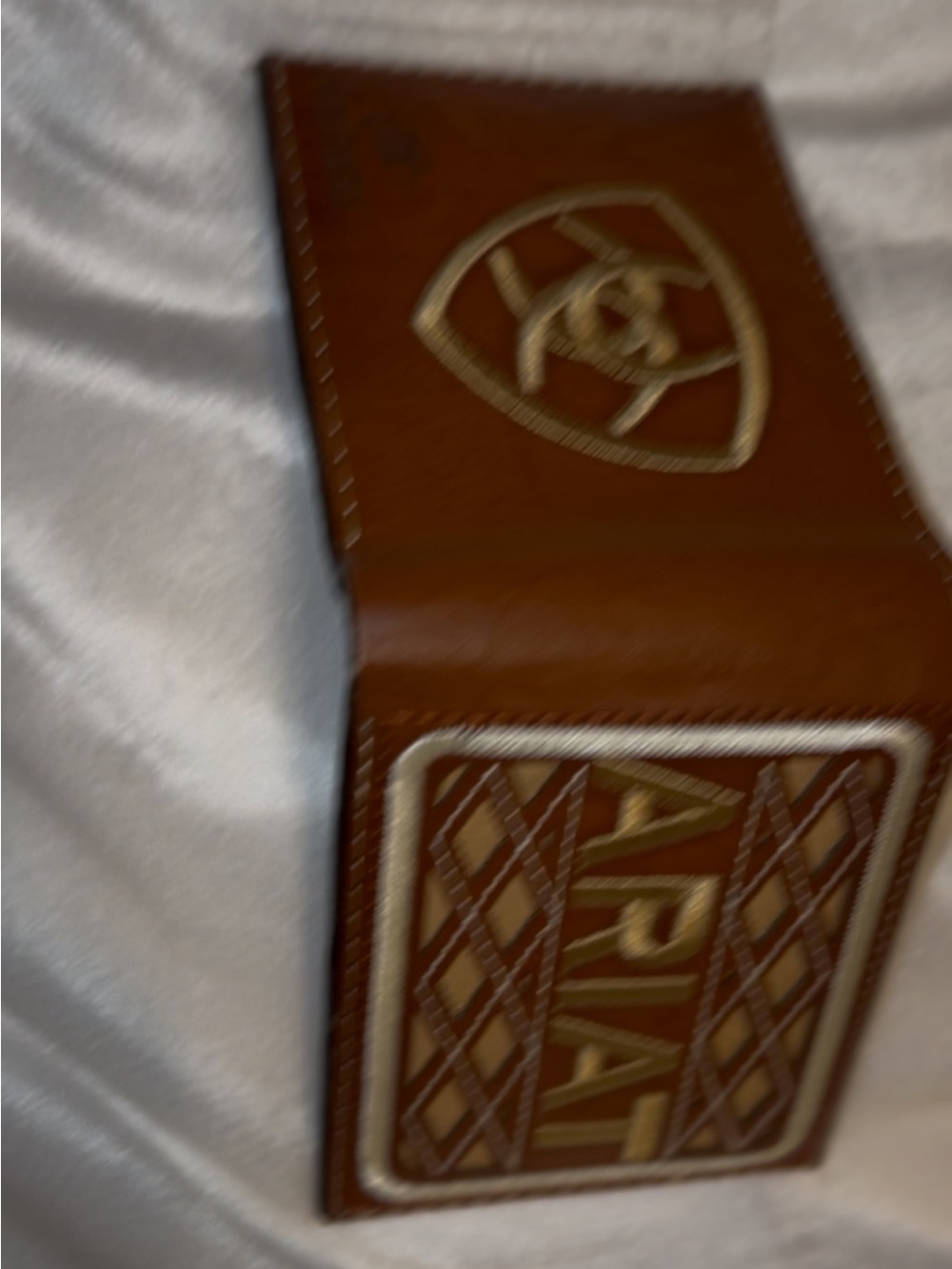 Ariat Brown Leather Bi-Fold Wallet with Embossed Logo